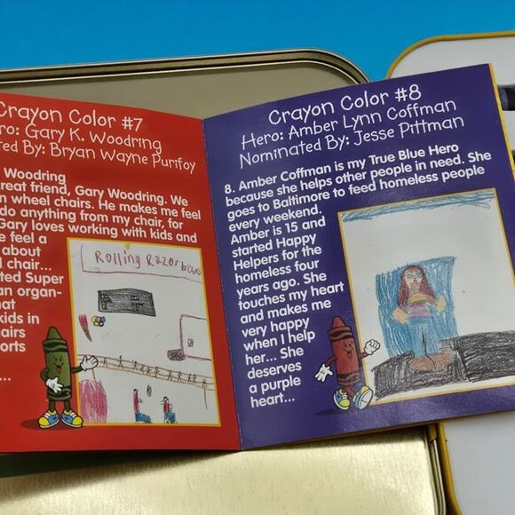Crayola Crayons Vintage Tin Honors True Blue Heroes Limited Ed 9 Special Crayons - Picture 10 of 11